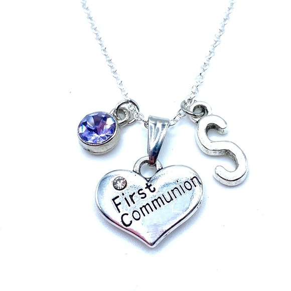 First Communion Necklace Heart Rhinestone - Picture 6 of 7